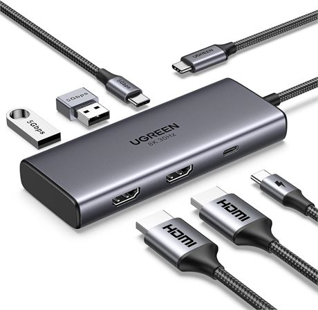UGREEN Revodok 206 USB C Docking Station 6-in-1 Dual 4K 100W Power Hub