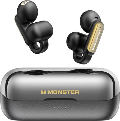 Monster Wireless Earbuds, Comfort Clip-On Earbuds, Bluetooth Black