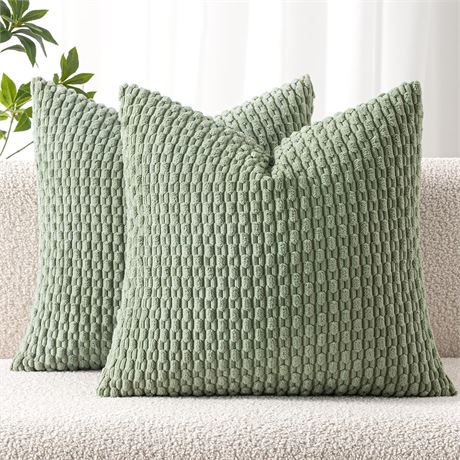 MIULEE Corduroy Throw Pillow Covers 16x16 (2)