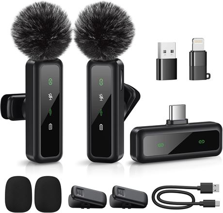Mini Microphone, Wireless Lavalier Microphone for iPhone, iPad, Android