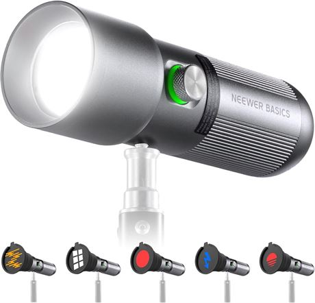 NEEWER RGB Flashlight, 4 Colors, 20 GOBO Filters, 10W 6300K LED Spotlight