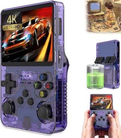 RetroSnap 128G Handheld Game Console 3.5" 4K Display Long Battery Purple