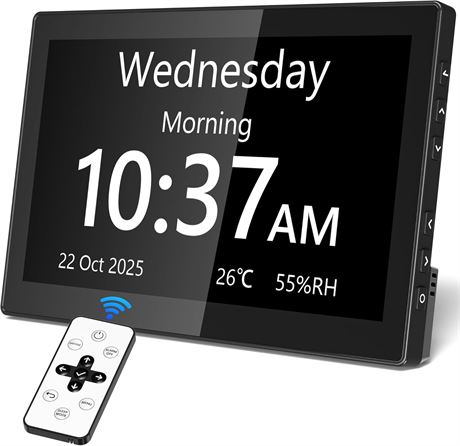 Horloge Mesqool 10,1' pour personnes  g es, t l commande, 20 alarmes.