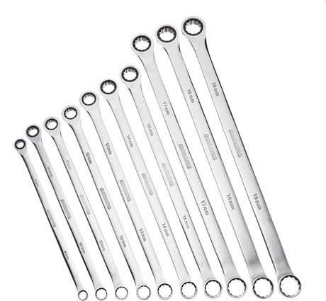MAXIMUM Extra-Long Box-End Ratcheting Wrench Set, Metric, 10-pc