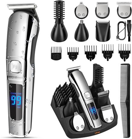 Ufree Tondeuse à Barbe Étanche pour Hommes, Kit Grooming
