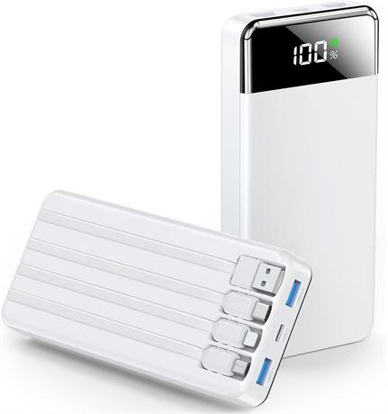 SABANI 35000mAh Power Bank with Built-In Cables 22.5W Fast Charge