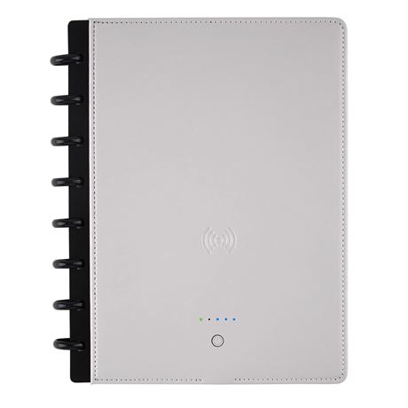 TUL  Wireless/Wired Charging Discbound Notebook, Leather Cover, Junior, Gray
