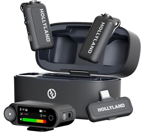 Hollyland Lark MAX 2 Wireless Lavalier Mic for iPhone/Android, 2TX/2RX