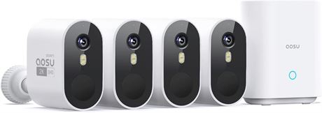 AOSU 2K Wireless Security Camera Kit 4-Cam 166° Wide Color Night Vision No Fees