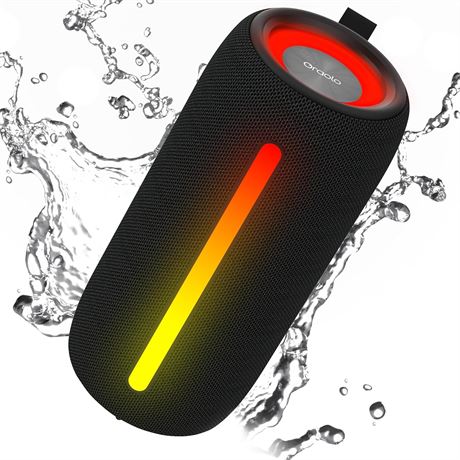 Oraolo Bluetooth Speaker 24W Stereo IPX6 Waterproof RGB Lights TWS Pairing