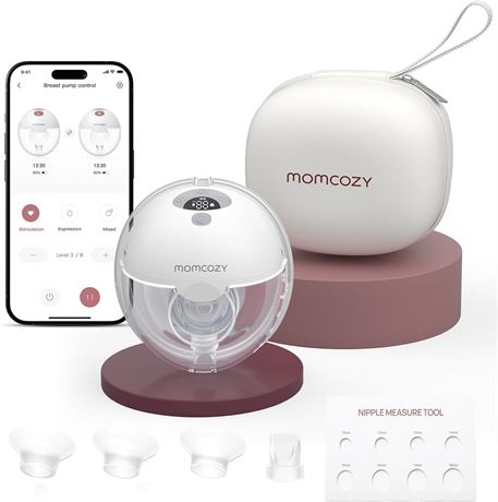 Momcozy M5 Smart APP-Controlled Wearable Breast Pump, 3 Modes 9 Suction
