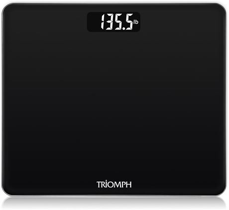 Pèse-personne numérique Triomph Step-On verre trempé 180kg - Noir