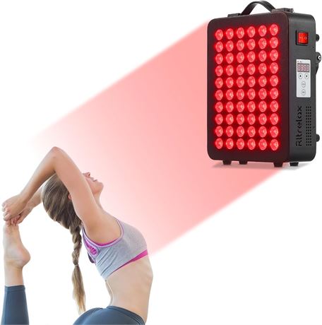 Red Light Therapy Panel, 660nm/850nm, 300W, 60 LEDs, for Face/Body