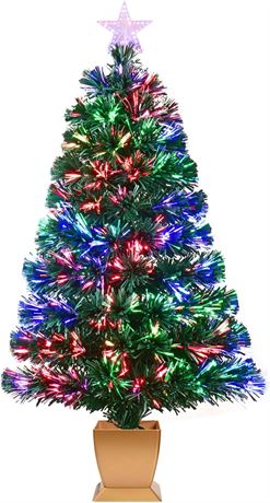 Sapin Noël Fibre Optique 3ft Miniature Pré-Éclairé Tabletop Vert