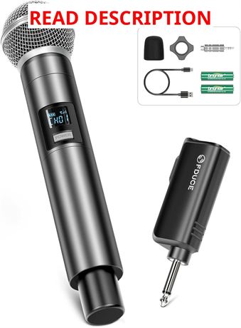 FDUCE W30 Wireless Mic, UHF Handheld with Rechargeable Receiver (200ft)