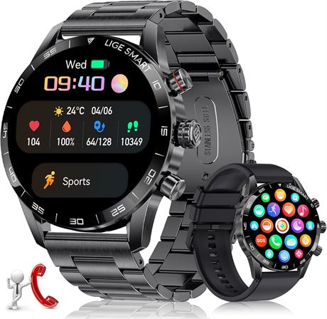 BANGWEI Smart Watch for Men with Bluetooth Calling, 1.43″ AMOLED