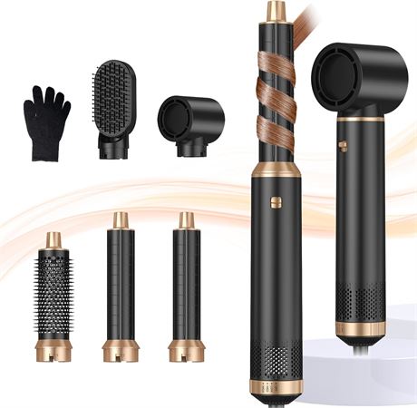 Brosse sèche-cheveux 5 en 1 ions négatifs coiffage lissage boucles