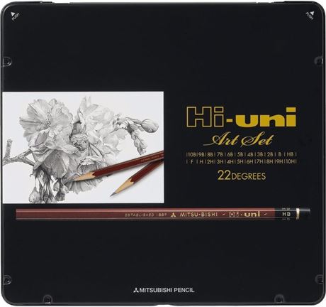 Uni Hi Wooden Pencil Set - 10B to 10H - 22 Pcs