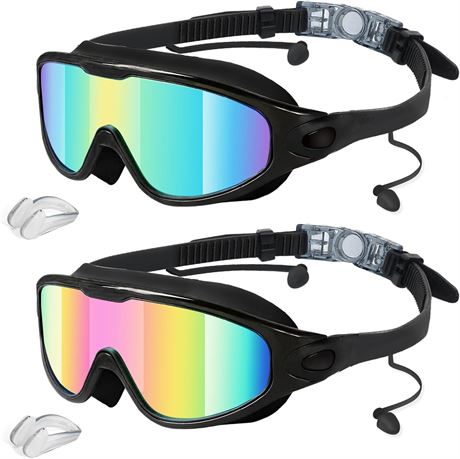 Lunettes de natation anti-buée UV lot de 2 avec bouchons d’oreilles
