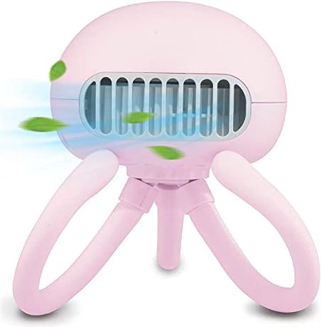 Portable Bladeless Fan, Tripod Mount, Rechargeable, Pink