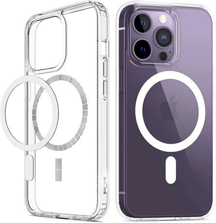 VEGO iPhone 14 Pro 6.1" Case MagSafe, Crystal Clear, Yellow-Resistant, Slim TPU