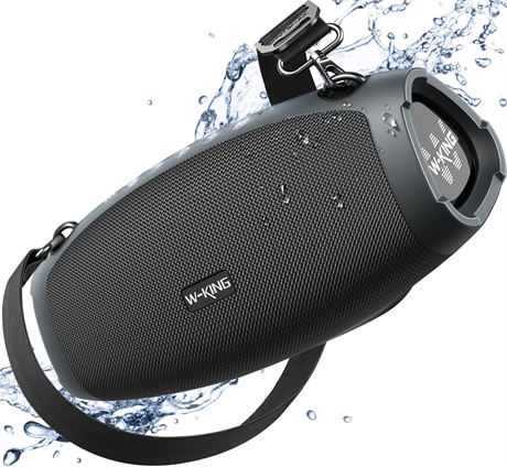 W-KING 120W Waterproof Bluetooth Speaker Outdoor Portable Boombox Black