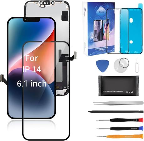 Screen Replacement for iPhone 14 6.1" LCD Touch Digitizer 10D Glass Tools Kit