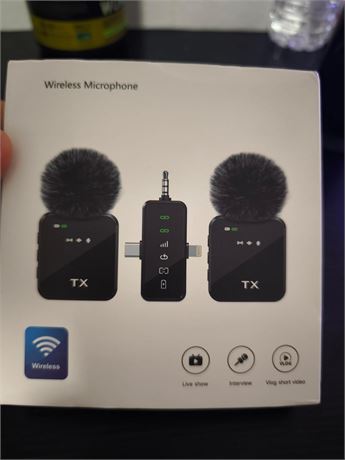 TX Wireless Lavalier Mic System with Noise Reduction, 3-in-1 Receiver