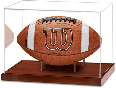 Vitrine de football en acrylique, UV, base bois massif, support sign