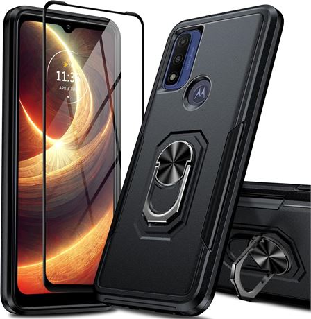 Coque Moto G Play 2023 avec anneau magnétique + verre trempé