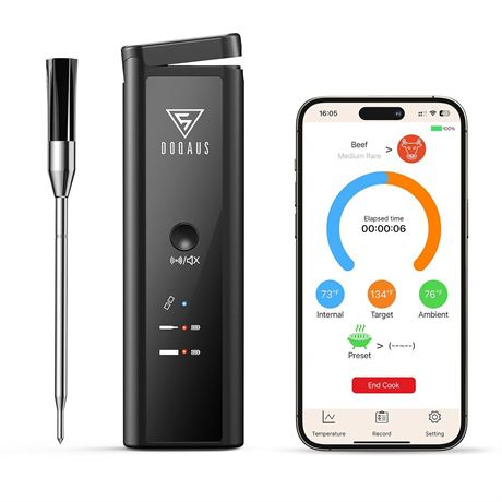 DOQAUS Bluetooth Meat Thermometer 520FT Smart Wireless Cooking BBQ Grill Oven