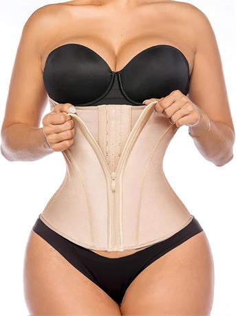 YIANNA Waist Trainer for Women Latex Underbust Body Shaper Zipper & Hooks