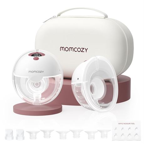 Momcozy M5 Hands Free Breast Pump, Double-Sealed Flange, 3 Modes, 2 Pack
