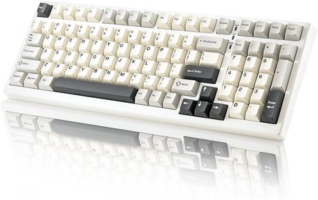 YUNZII YZ98 Gasket Keyboard, 99 Key, RGB Backlit, Wireless, Cocoa Cream V2.
