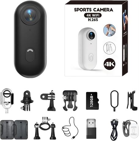 Treklon POV Camera 4S Body, Waterproof, 150 Min Battery, 4K Black 128GB