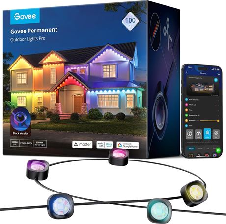 Govee Lumi res d'ext rieur Pro, 30,5 m, 60 LED RGBIC, 75 modes, IP67
