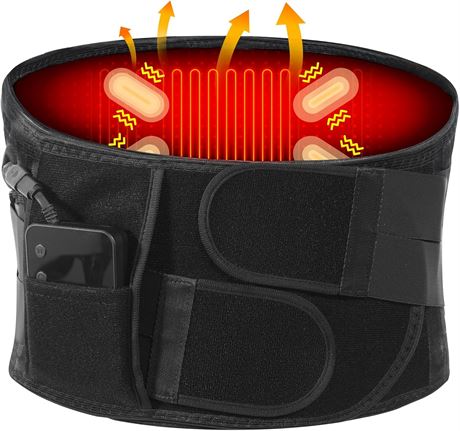 6xigouma Cordless Heating Pad, Back Brace for Pain Relief