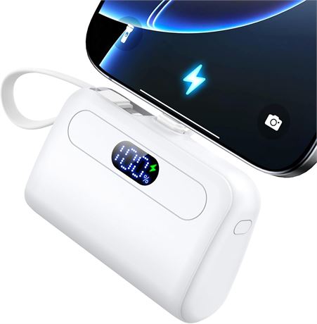 Batterie externe 12000mAh mini power bank, charge rapide USB C, iPhone/Android