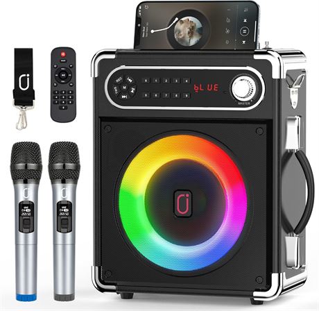 JYX machine karaoké 2 micros sans fil LED Bluetooth