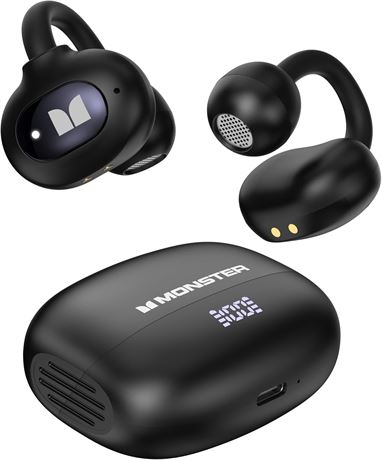 Monster Open Ear AC339 Earbuds, Bluetooth 6.0, 40h Playback, IPX6 Black