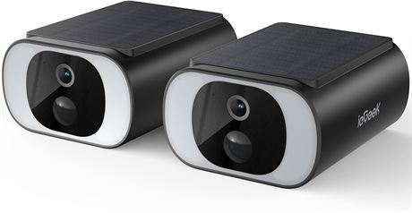 ieGeek Solar Outdoor 2 Pack Battery-Powered WiFi Cameras, Color Night Vision