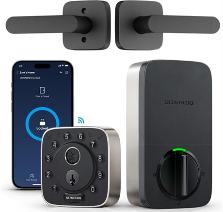 ULTRALOQ Bolt Fingerprint Smart Lock with Lever & Keypad, WiFi, App Remote