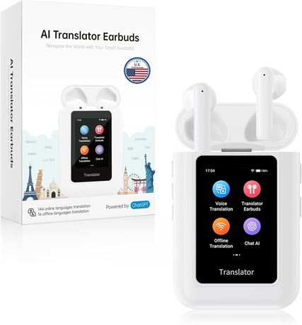 A8 AI Translation Earbuds with ChatGPT, Translation 144 Languages, Offline