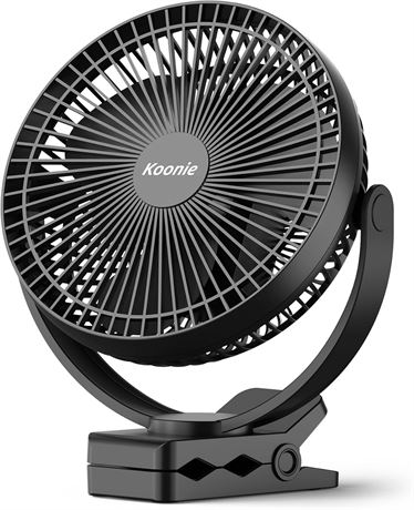 Koonie 10000mAh Rechargeable 8" Clip Fan, 4-Speed Portable Desk Clamp Fan