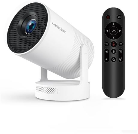 Magcubic Mini Projector, WiFi6 Bluetooth5.4, 4K Decoding, 180° Rotation White