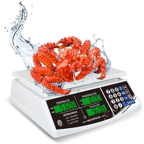 Waterproof Price Scale, Digital Food Weight Scale, Rechargeable