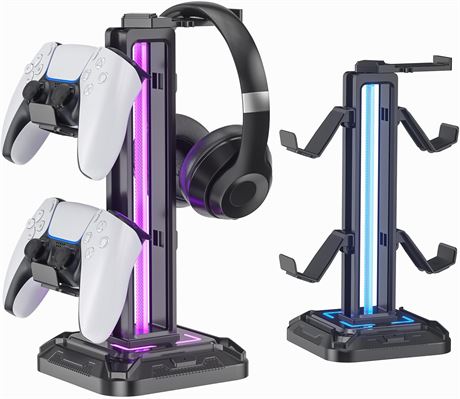 KDD Support de casque 9 modes d' clairage, rotatif, crochet noir