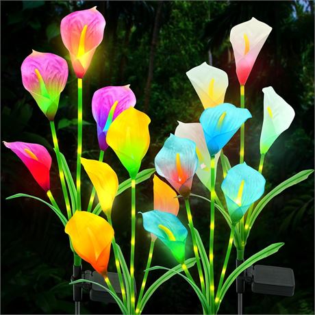Solar Calla Lily Flower Lights – 4-Pack, Color Changing
