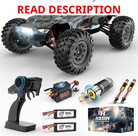 Hosim 1/10 RC Cars, 68 Km/h, 2-Pack 2600mAh Batteries, Waterproof 4x4 Truck