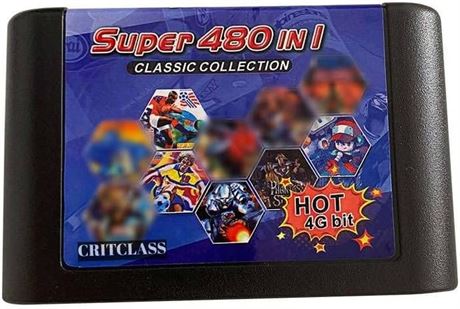 480 in 1 Multi Games Cartridge for Sega Genesis Mega Drive 16-Bit Console